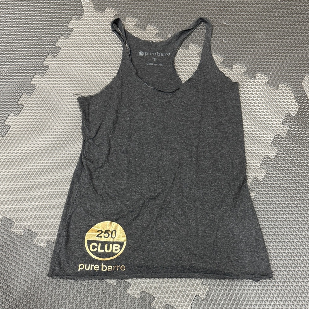 Pure Barre Charcoal Tank Top with Gold Accent